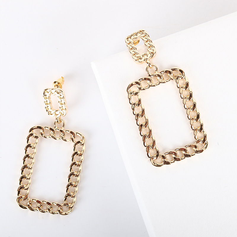 New S925 Silver Needle Stud Chain Buckle Long Alloy Earrings For Women display picture 1