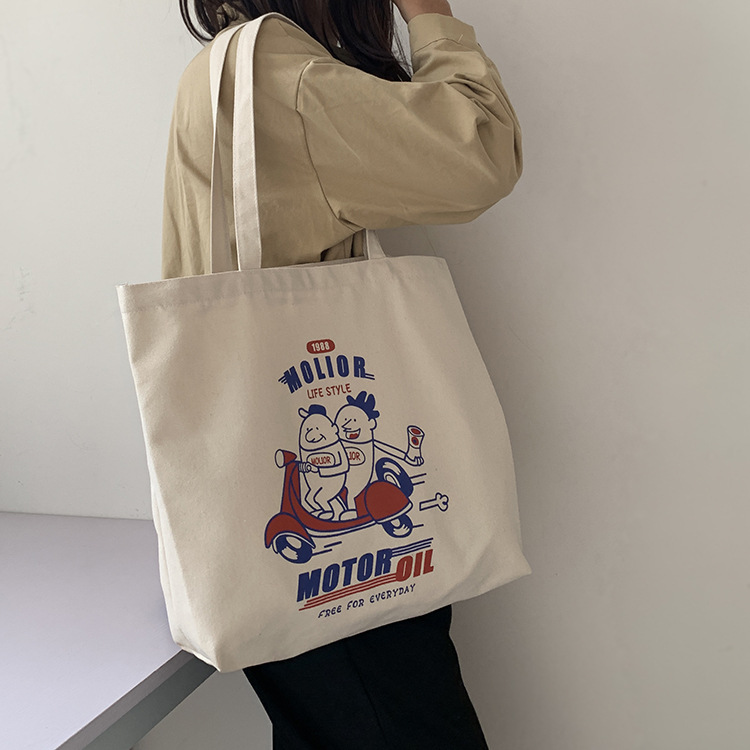 Nueva bolsa de lona de gran capacidad de hombro de Las Mujeres de estilo Coreano artístico ulzzang Hong Kong estilo retro estudiante ins bolsa de tela de las mujeres