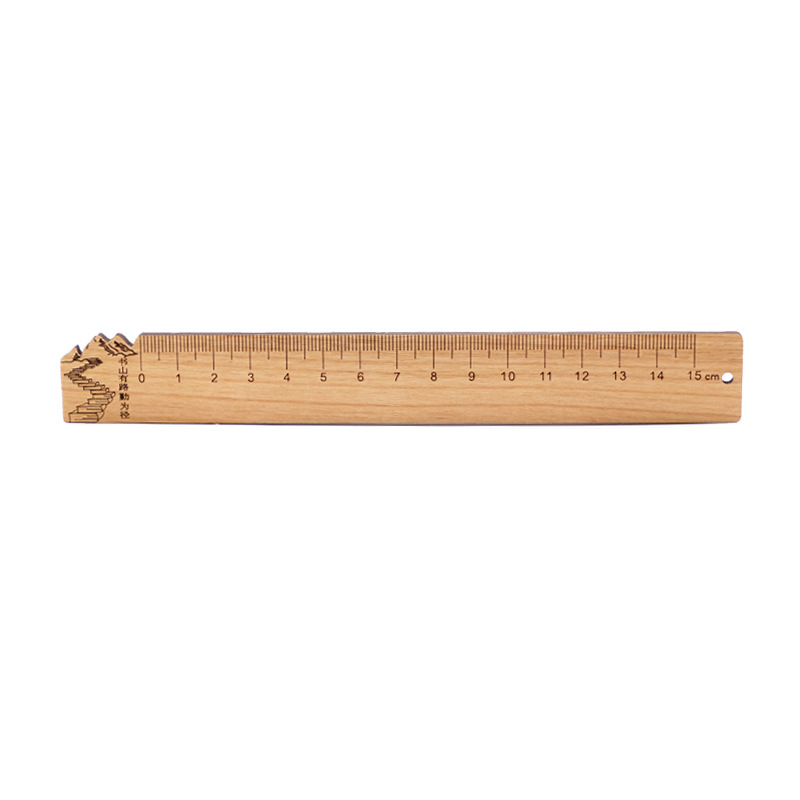 Regla de madera logotipo personalizado grabado láser 15cm melocotón madera artesanía regla campus recuerdo aprendizaje papelería