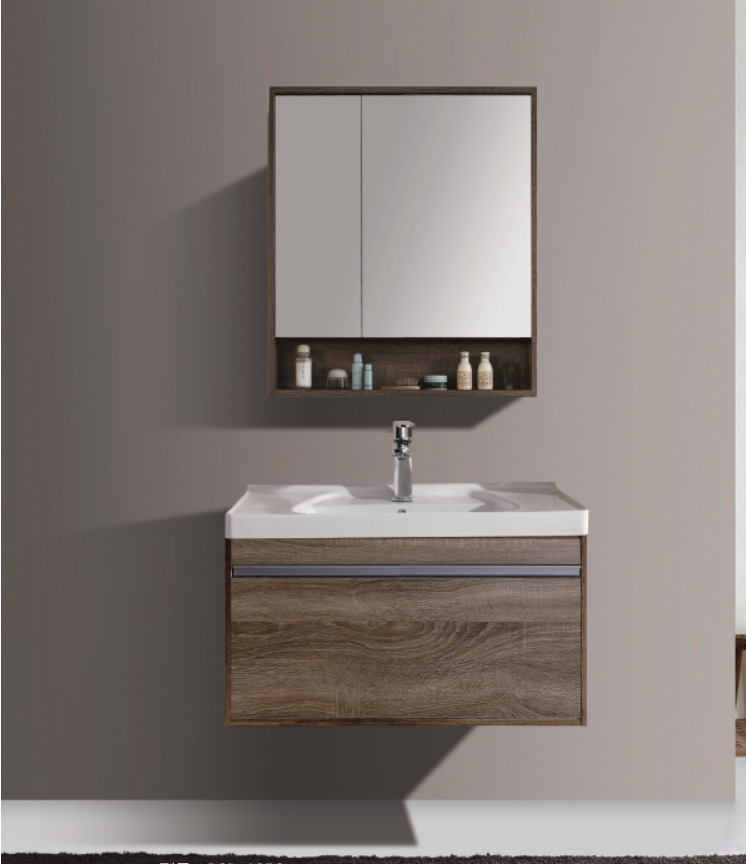 佛山厂家北欧系列一体陶瓷盆实木挂墙式轻奢浴室柜   组合洗漱柜|ms