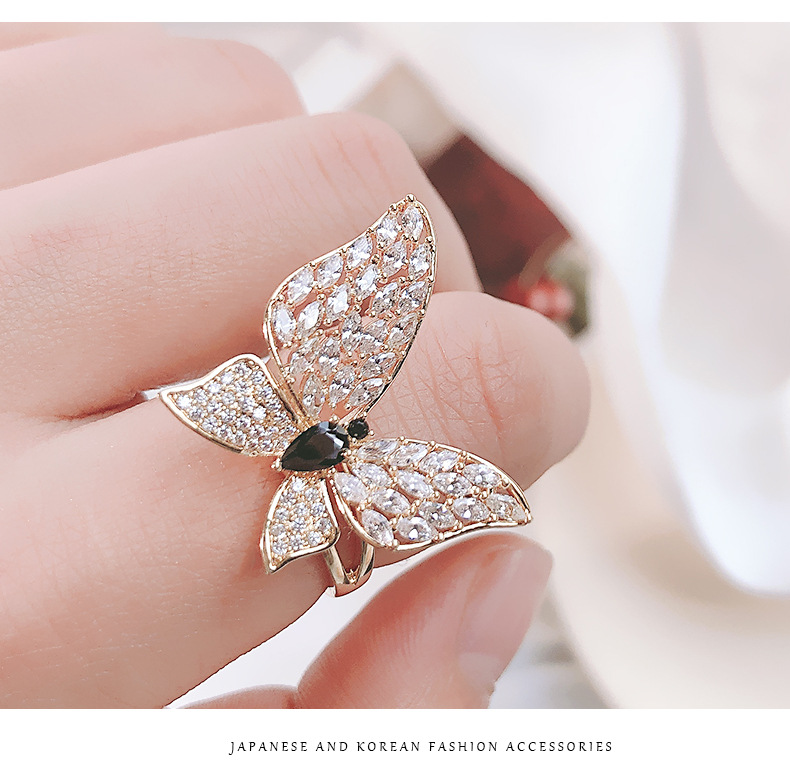 Fashion Rings For Women Korean Fashion Open Butterfly Ring Sparkling Zircon Bracelet display picture 8