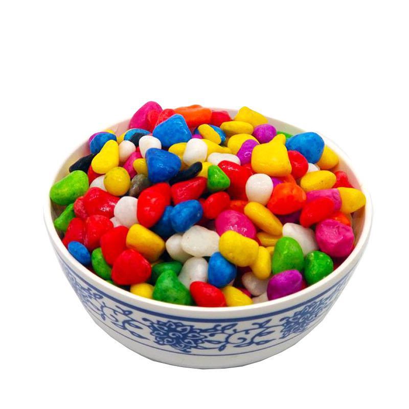 批发五彩石子染色小石头园艺七彩石鱼缸彩色鹅卵石鱼缸造景五彩石|ms