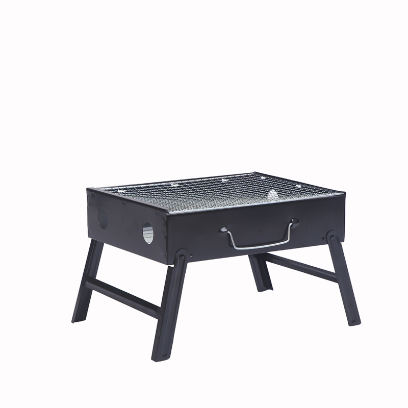 Fábrica al por mayor pequeña Parrilla de barbacoa de carbón de acero dorado negro pequeña Parrilla de barbacoa al aire libre