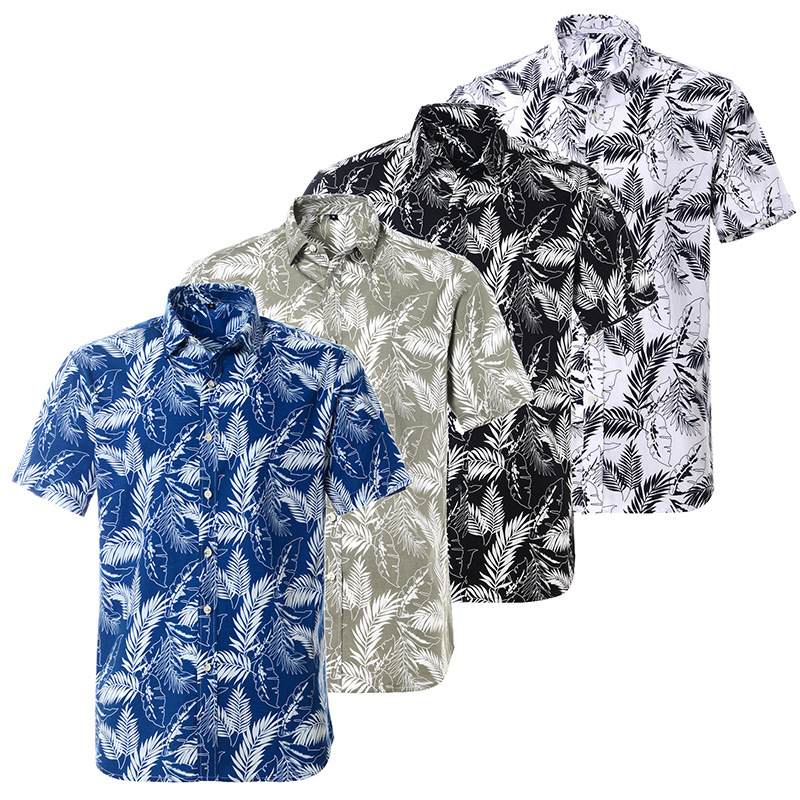 Hawaii Floral casual Dress suit shirts for male cotton printing short sleeve shirt male beach