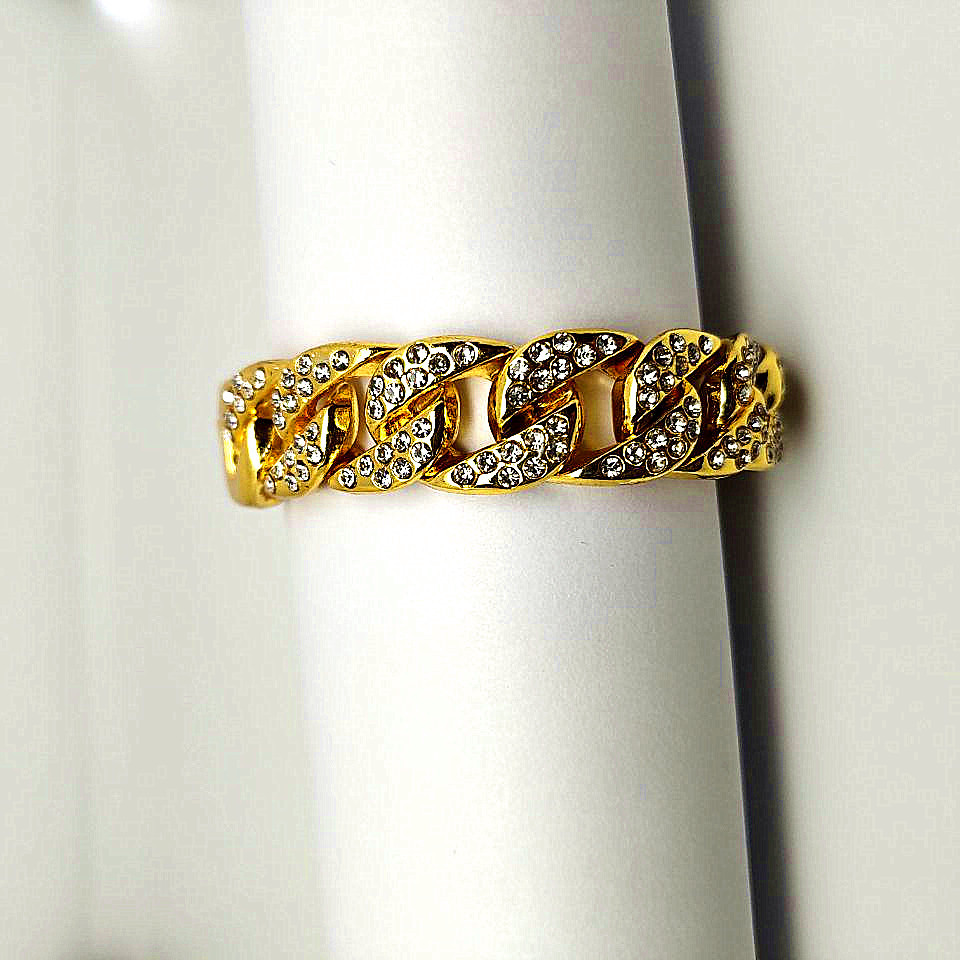 Cuban Diamond Bracelet And Gold Plated Necklace For Men And Women_voghion.com