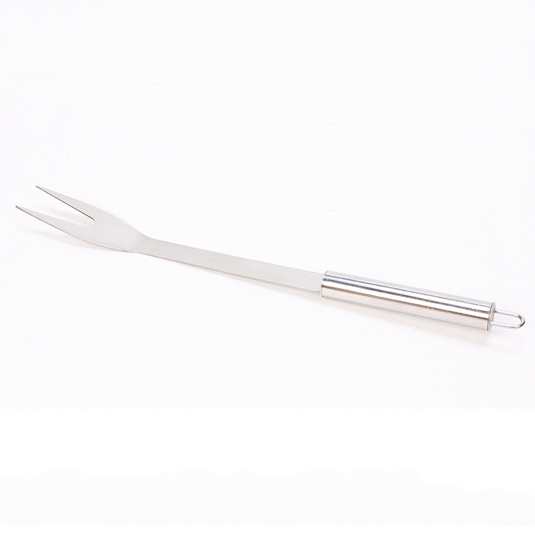 Fuente fábrica de acero inoxidable Barbacoas barbacoa herramientas pequeño tubo mango barbacoa conjunto de 3 barbacoa horquilla pala clip combinación traje