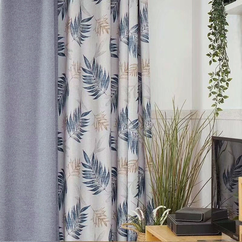 I simple beauty/curtain shading cloth simple modern American Nordic stitching creative pastoral bedroom living room bay window cotton and linen