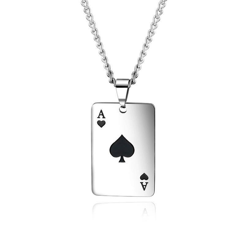 Hip-hop Poker Alloy Titanium Steel Enamel Men's Pendant Necklace display picture 1