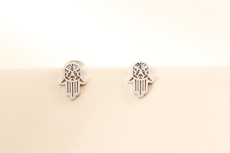 Stainless Ornament Kazam Palm Titanium Steel Pendant Fatima Hand Stainless Steel Necklace and Earrin