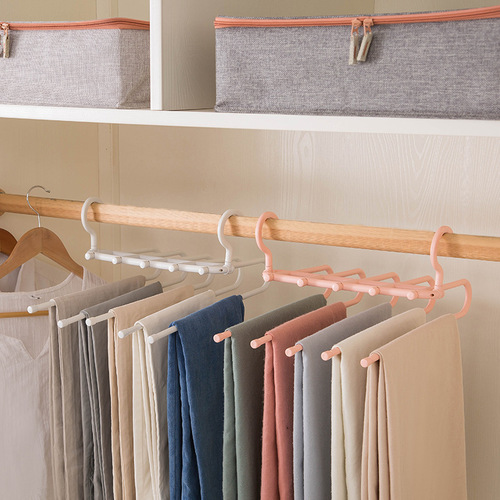 Trouser rack multi-functional telescopic multi-layer storage trouser rack clothes hanger drying rack magic trouser rack wardrobe trouser hanging rack cool clothes hanger