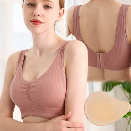 乳腺术后义乳专用文胸二合一假乳房背心式纯棉胸罩无钢圈一件代发