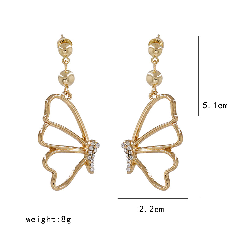 Butterfly Crystal Earrings New Products Fashion Boutique Cute Earrings display picture 1