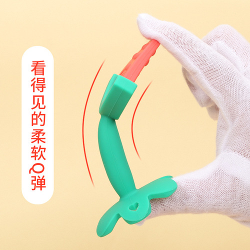 Three-dimensional fruit baby bite happy liquid silicone boilable teether molar stick wholesale strawberry toy