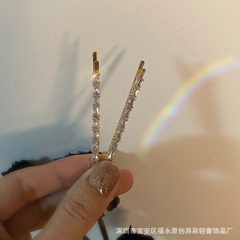 异彩闪光少女闪耀钻石发夹女超闪镶钻边夹刘海优雅复古一字夹简约-阿里巴巴