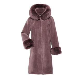 2020冬新款海宁羊剪绒大衣女中长款仿狐狸毛御寒保暖连帽外套潮