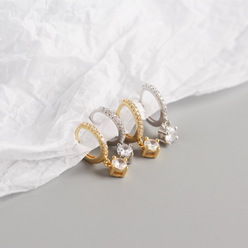 Geometric Fashion 925 Sterling Silver Gem Plating Earrings display picture 6