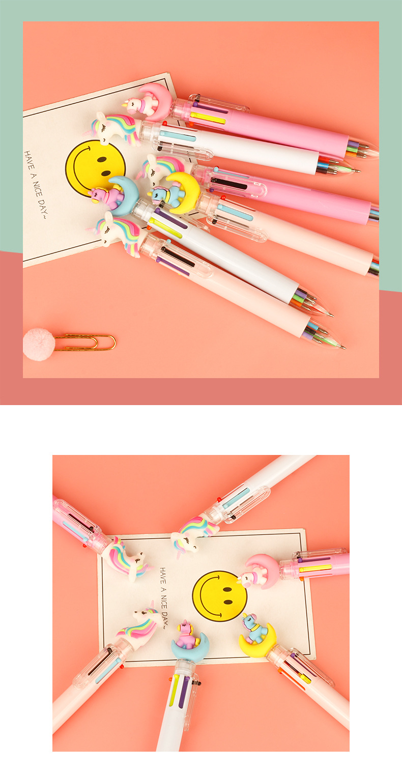Cute Cartoon Student Stationery 6 Color Plastic Ballpoint Pen display picture 1