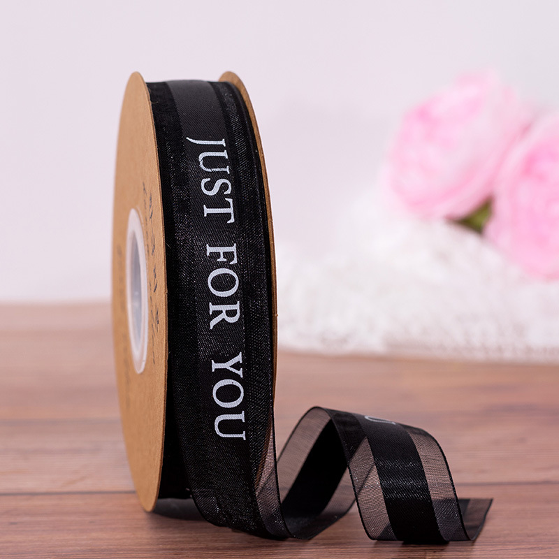 Cinta de embalaje de flores Inglés regalo de impresión para hornear pastel de embalaje cinta tienda de flores 2,5 cm cinta de nieve