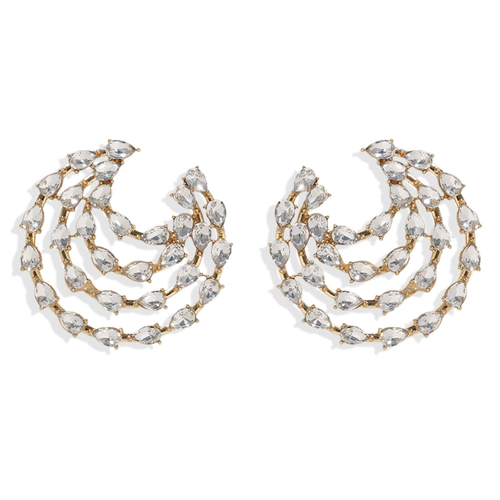 Fashion New  Retro Temperament Drop-shaped Diamond Inlaid Earrings Wholesale display picture 2