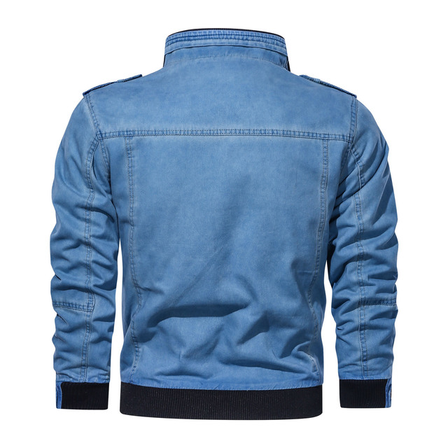 Spring and autumn thin men’s stand collar cotton denim jacket casual wash jacket for men