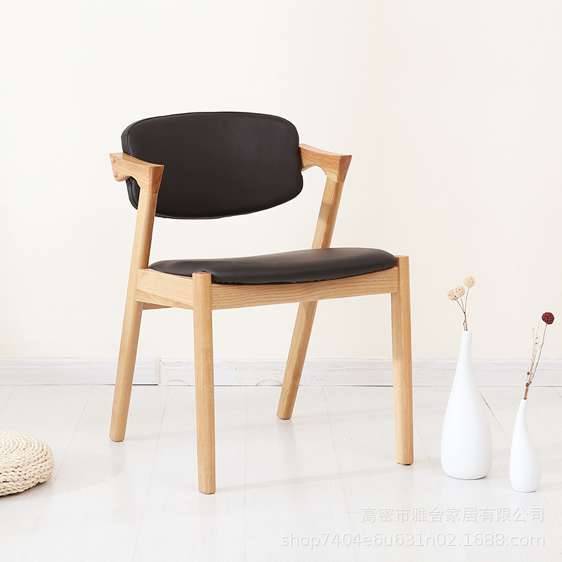 北欧实木餐椅现代简约家用椅子温莎椅餐厅餐凳子原木餐桌椅白橡木