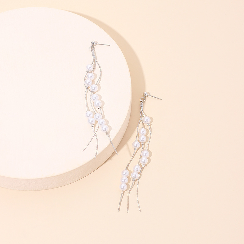 6g Weight Earrings Classification Wedding, Travel, Birthday, Festival Occasion Women'S Gender Fashion Style Gold, Silver Color Fashion Pearl  -one Tassel Earrings 3