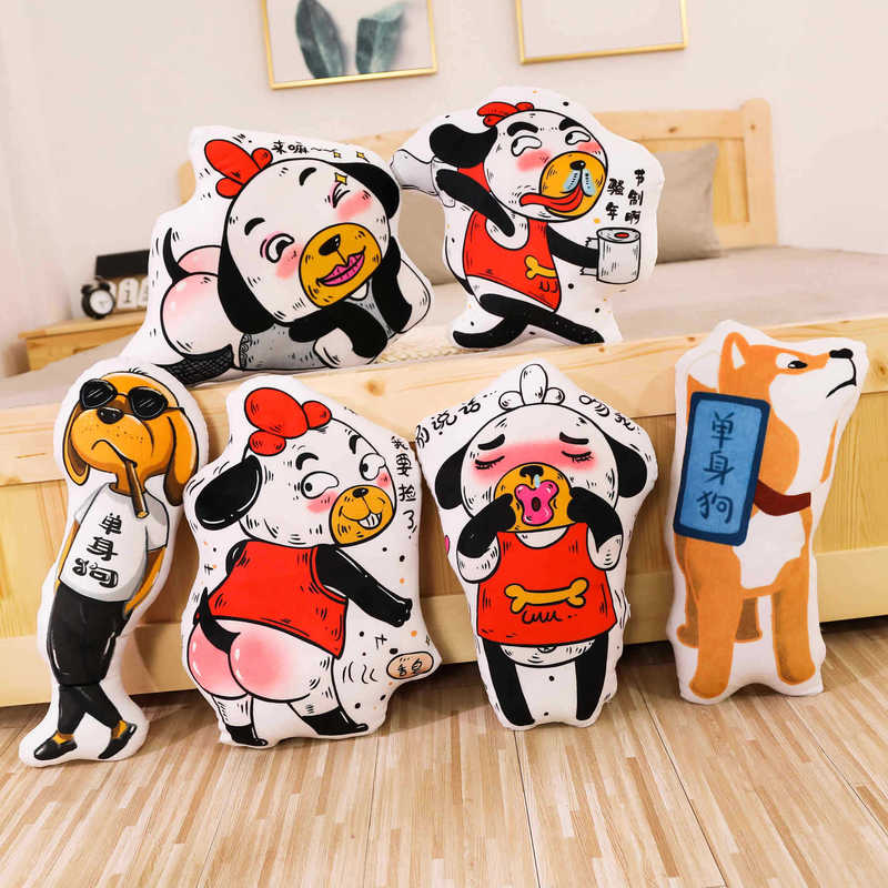 Creative Single Funny Single Dog Pillow Cartoon Funny Dog ​​Cushion Plush Toy Doll Customized with Pictures