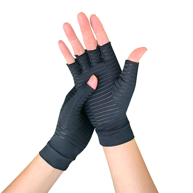 Indoor Sports Copper Fiber Health Care Half Finger Gloves Rehabilitation Training Joint Pressure Glove Inflammation