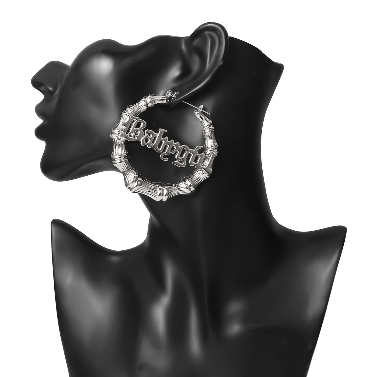 New Fashion Hollow Letter Punk Earrings Slub Ring Retro Earrings display picture 10