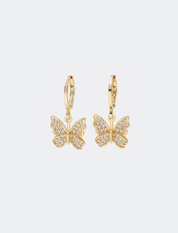 Wholesale Fashion Gold-plated Zircon Butterfly Earrings display picture 3