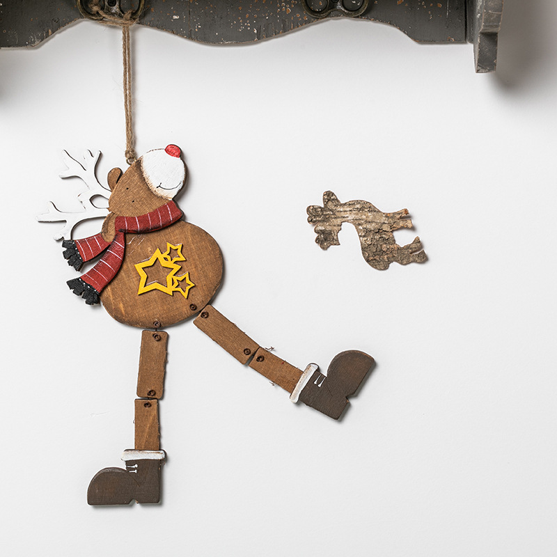 31cm pie colgante alce de Navidad ciervo colgante decoración de madera de Navidad Chuangyi colgante para el hogar