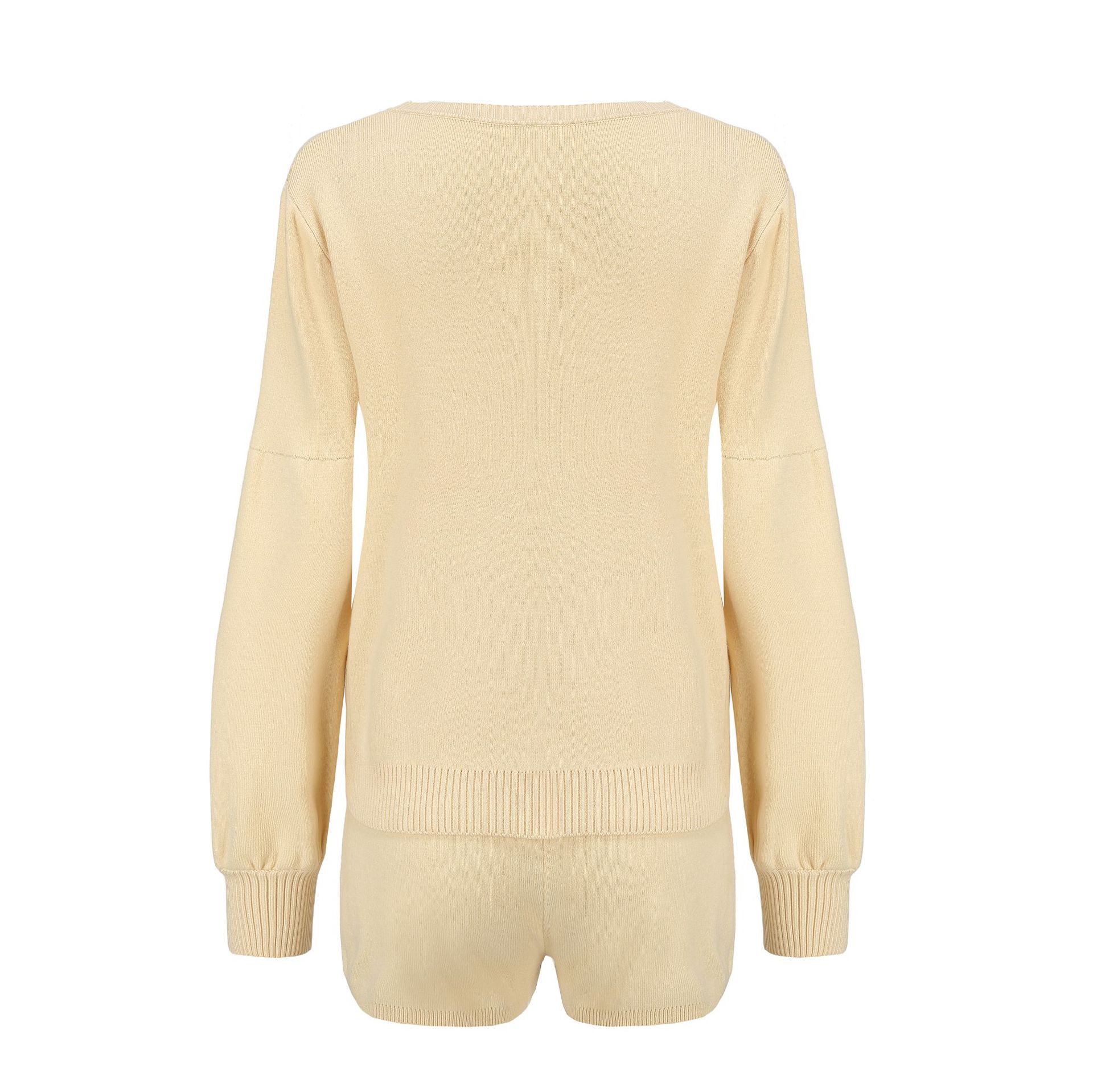 Women's Sweater Set Summer Macaron Colour Matching Co-ord Suit_voghion.com
