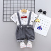 Summer children's overall suitable for men and women, shirt, sleeves, set, Korean style, children's clothing