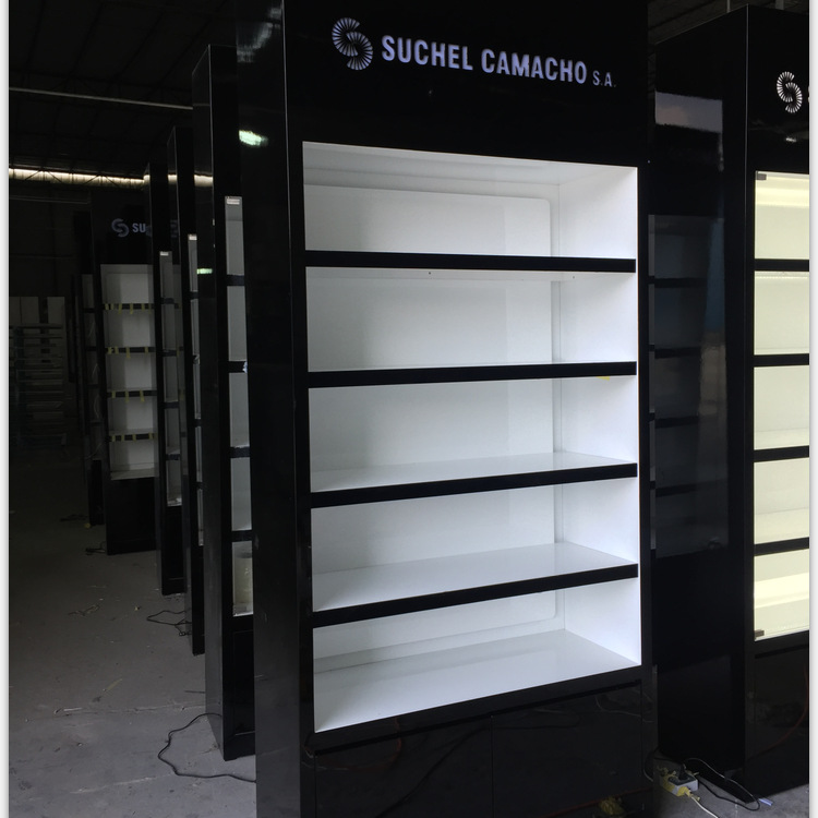 木质展柜厂生产灯饰玻璃柜台 化妆品展台 护肤品高柜彩妆展示柜