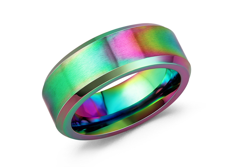 Stainless Steel Colorful Rings Men's Simple Titanium Steel Rings Accessories display picture 3