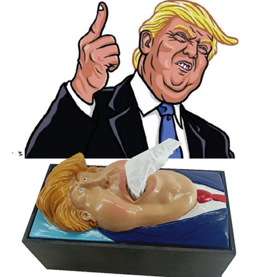 美国特朗普盒装纸巾盒恶搞川普纸巾抽搞怪纸巾筒树脂创意家居用品|ms