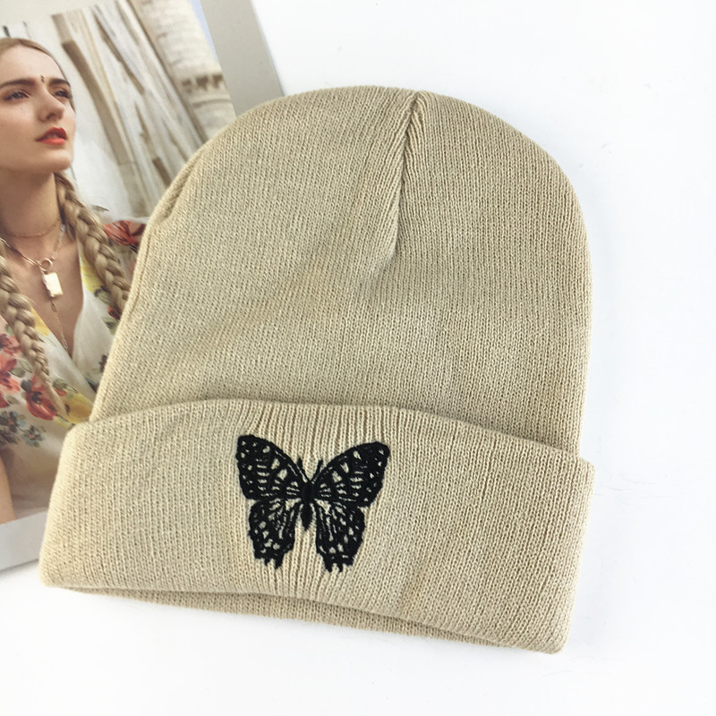 Unisex Basic Schmetterling Stickerei Ohne Dach Wollmütze display picture 3