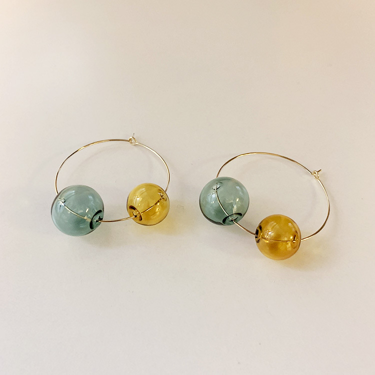 1 Pair Fashion Round Glass Women's Hoop Earrings display picture 2