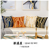 Light luxury style modern minimalist sofa pillow pillow cushion cover model room design Dutch velvet embroidery sticker leather back and waist pillow