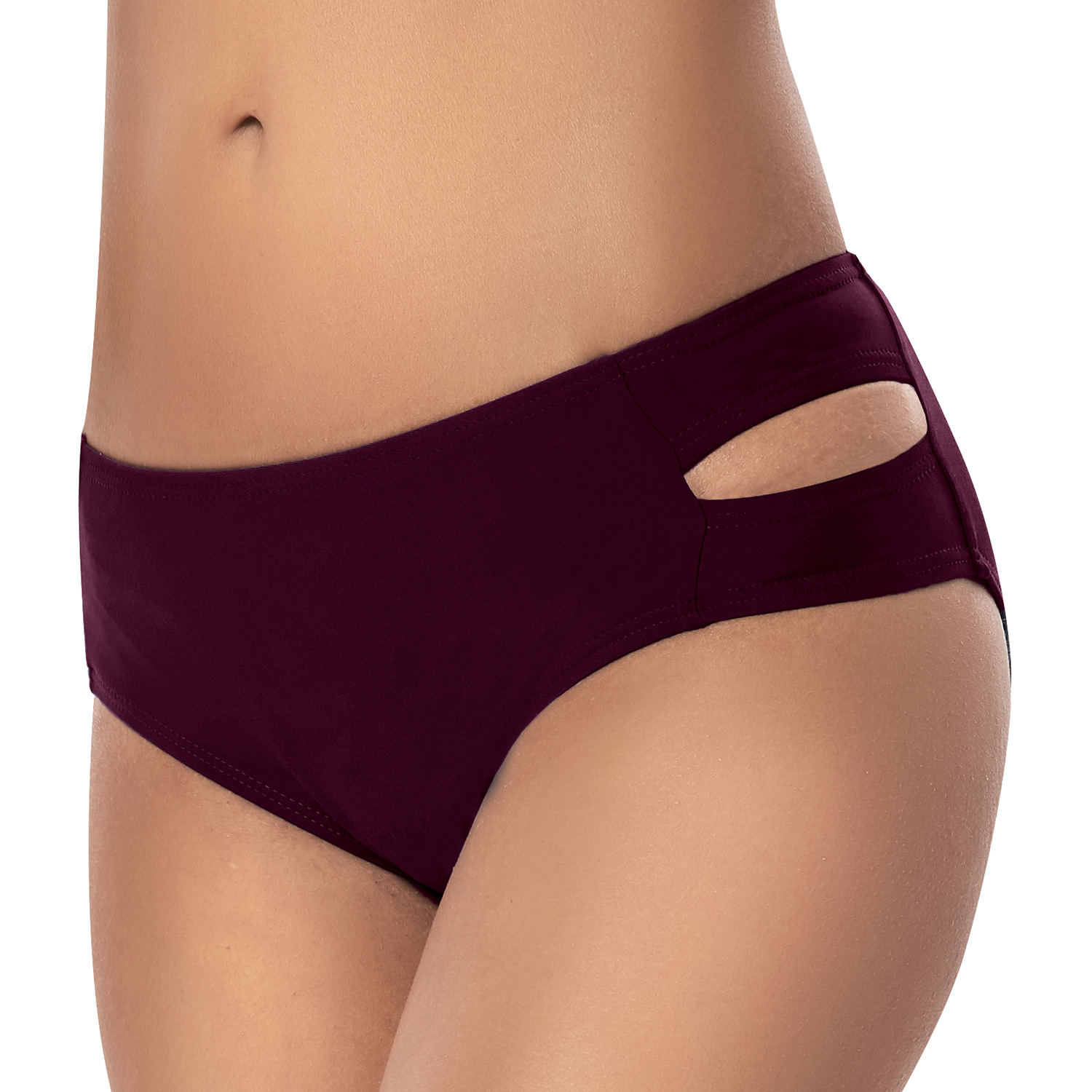 厂家批发代发欧美亚马逊新款泳裤保守褶皱女士三角裤性感纯色泳裤