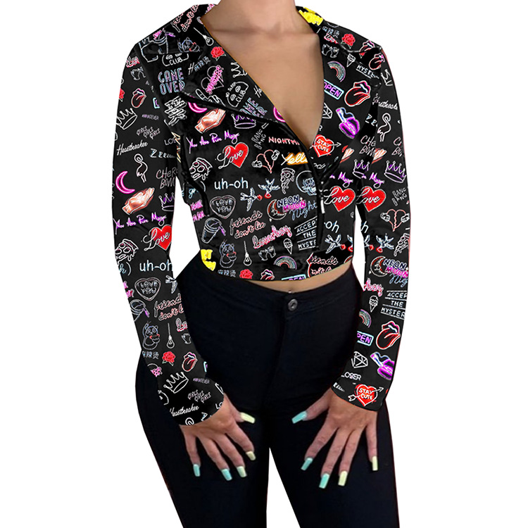 impressionist geometric letters elements jacket Nihaostyles wholesale clothing vendor NSGLS74313