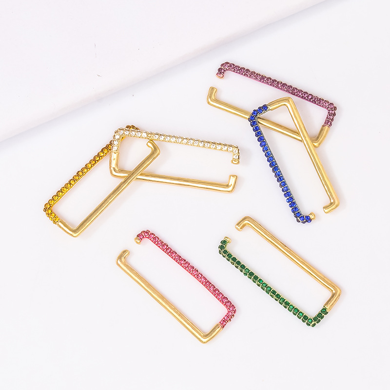 Simple Single Rectangular Heart Multicolor Ear Clip display picture 11