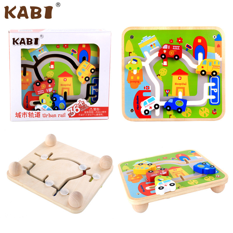 Juguetes de madera de tráfico urbano bloques de construcción de automóviles ferroviarios educativos para niños pequeños juguetes de tren de coches 1-3-5 años de edad