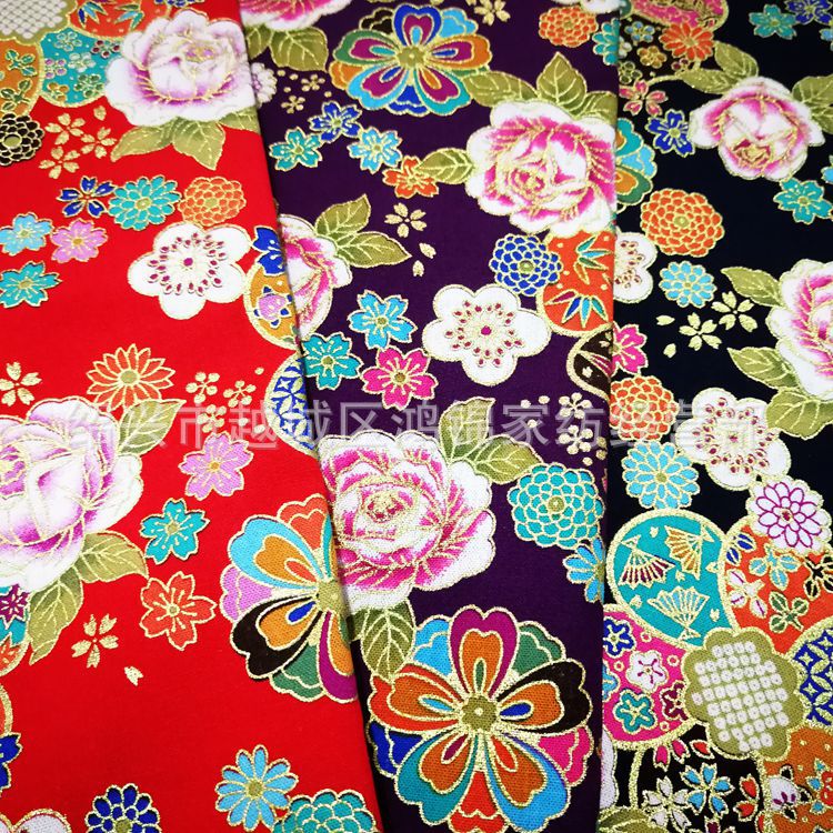 新款和风布 棉布烫金面料童装饰品玩具包袱皮等量大价优