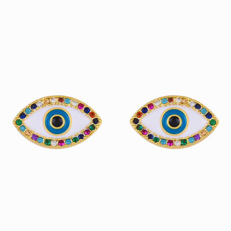 Earrings 2021 Grenz Überschreiten Der Neuer Produkt Zubehör Einfaches Tropf Öl Fatima Teufels Auge Ohr Stecker Ers82 display picture 4