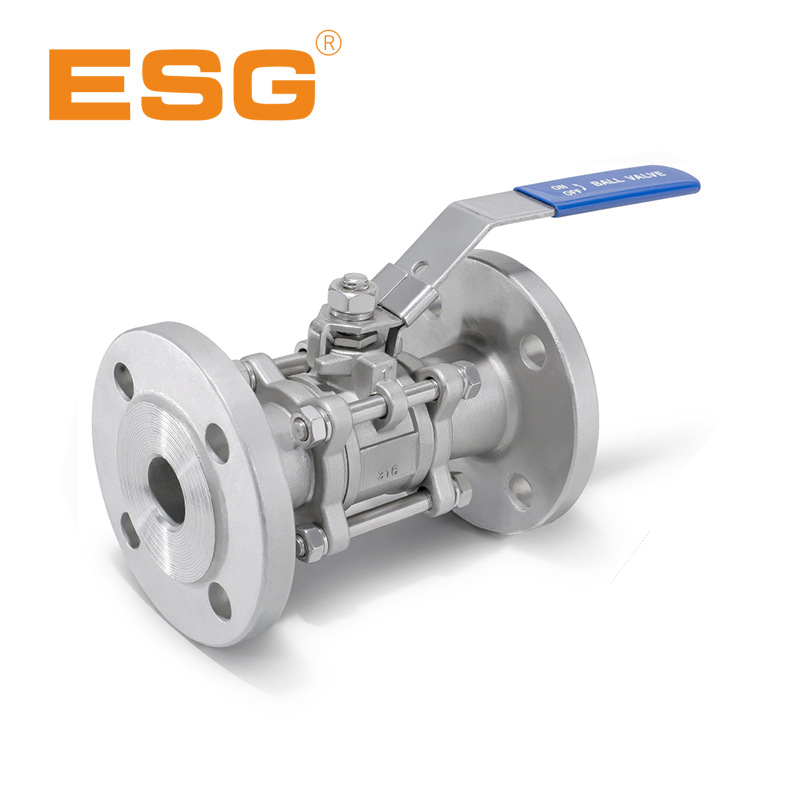 ESG不锈钢316气动阀球阀三片式304法兰球式截止阀青岛精锐食品级