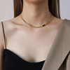 Brand necklace, fashionable chain stainless steel, green zirconium, European style
