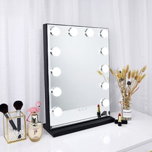 時尚台式LED化妝鏡帶燈泡高清梳妝鏡化妝鏡補光鏡燈網紅公主鏡子