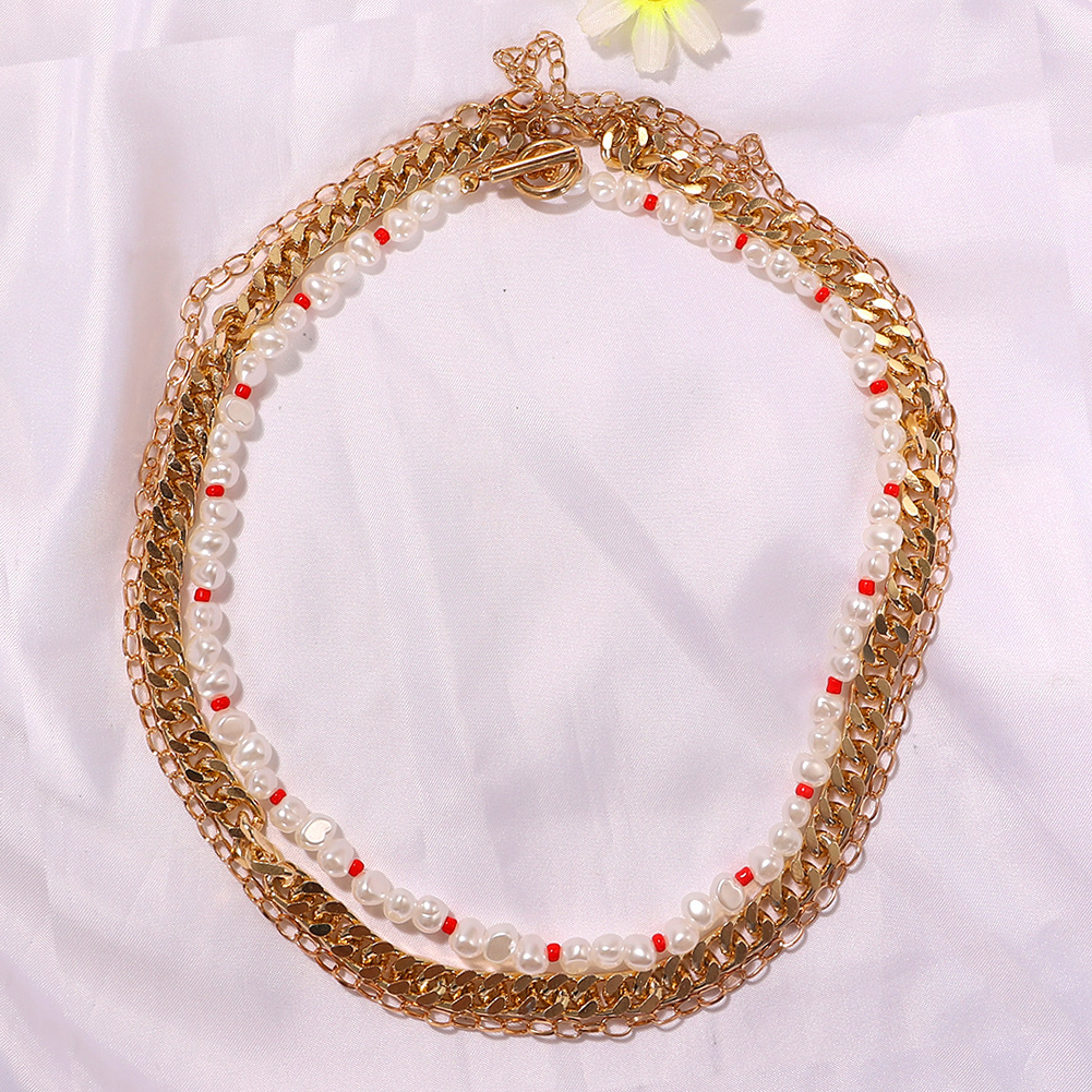 Fashion Multilayer Pearl Metal Chain Fashion All-match Punk Thickness Necklace Wholesale Nihaojewelry display picture 6