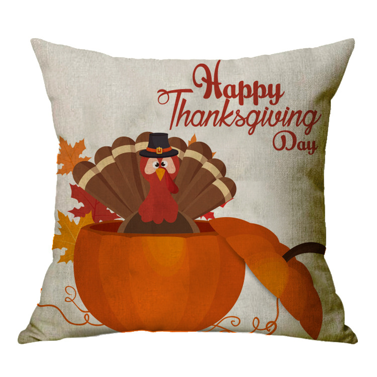 Pastoral Pumpkin Letter Linen Pillow Cases display picture 2